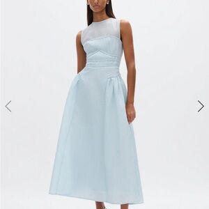 Rachel Gilbert Blue Sleeveless A-Line Midi Dress